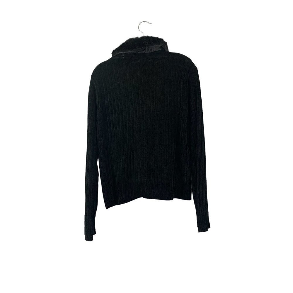 Valerie Stevens Women's Soft Black Fuzzy Neck Sweater - Picture 2 of 6